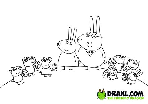 Peppa Pig Easter Bunny Coloring Page - DRAKL