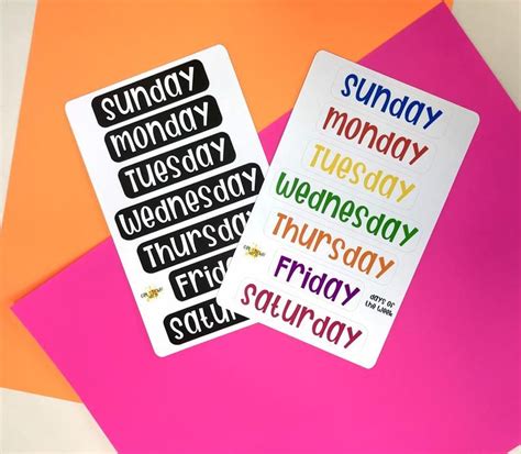 Days of the Week Boxed Stickers For Planners Day Stickers For | Etsy in ...