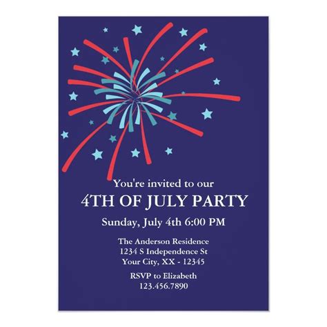 Fireworks 4th of July Party Invitation | Zazzle | 4th of july party, July party, Party invitations