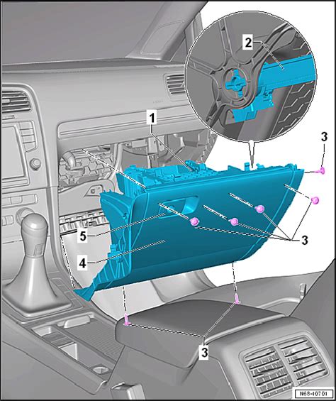 Volkswagen Golf Service & Repair Manual - Assembly overview - glove ...