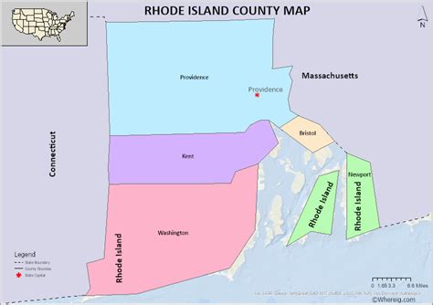 Rhode Island County Map, List of Counties in Rhode Island with Seats - Whereig.com