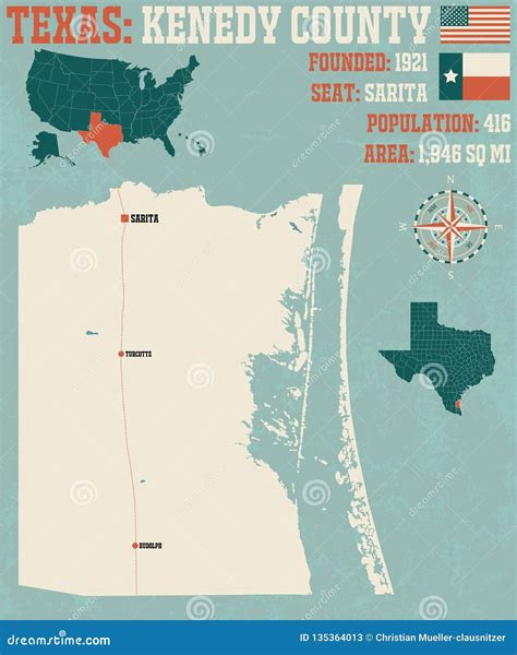 Map of Kenedy County in Texas Stock Vector - Illustration of state ...