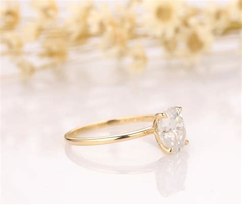 14K Solid Gold Ring/ 1.5CT Oval Simulated Diamond Wedding - Etsy