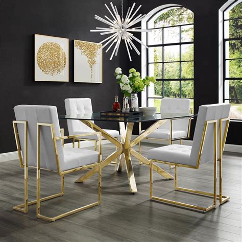 White And Gold Dining Chairs - Silver Orchid Valkyrien White And Gold ...