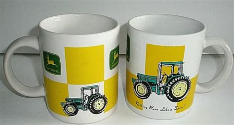 JOHN DEERE COFFEE Mugs Cups Gibson Tractor Nothing Runs Like A Deere CE ...