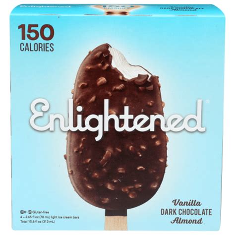 Enlightened Ice Cream Bars, Vanilla Dark Chocolate Almond, Light (4 ...