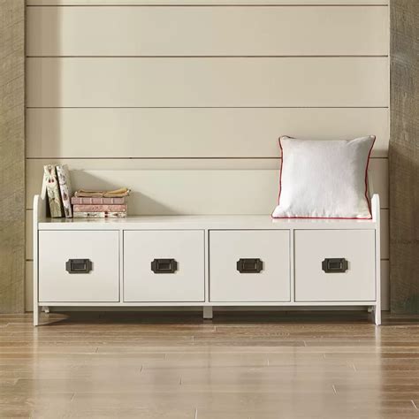 white storage bench with 4 drawers and small backrest | Interior Design ...