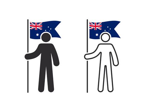 Man with Australian flag. The human with the flag of the country in his hand. Vector images ...