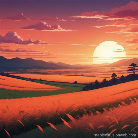 Sunset Field in Anime Aesthetic | Stable Diffusion Online