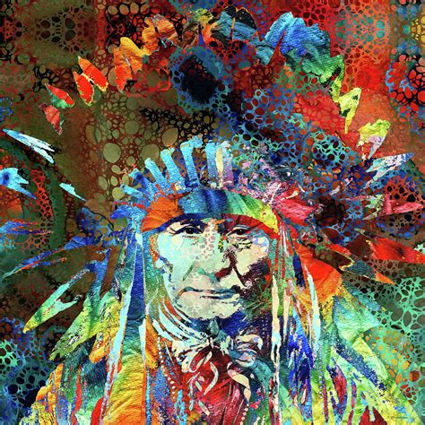 Colorful Native American Indian Chief Art Painting by Sharon Cummings - Fine Art America