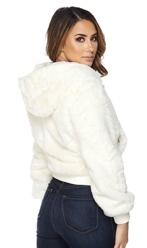 White Faux Fur Hooded Bomber Jacket – SohoGirl.com