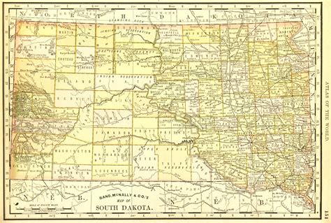 Antique Map South Dakota, 1889