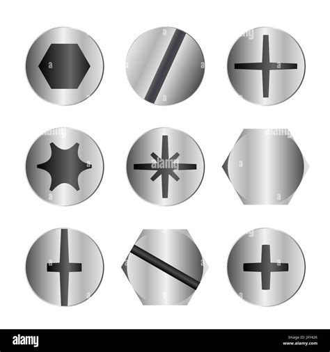 Different metal bolt and screw head types Stock Vector Image & Art - Alamy