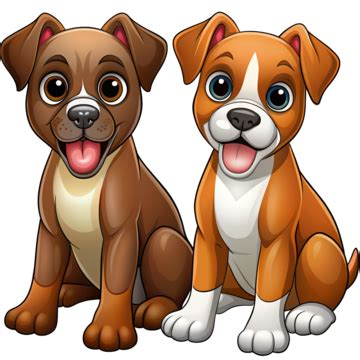 Dynamic Duo Illustrating A Pair Of Boxer Dog Clip Art Buddies Sitting, Cartoon Dog, Pet Clipart ...