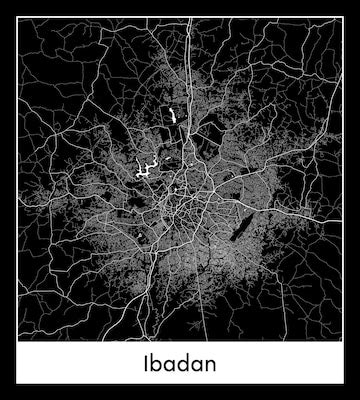 Premium Vector | Minimal city map of ibadan (nigeria, africa)