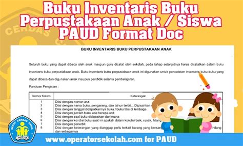 Buku Inventaris Buku Perpustakaan Anak / Siswa Paud Format Doc