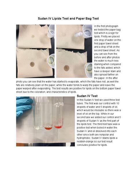 sudan iv lipids test and paper bag test