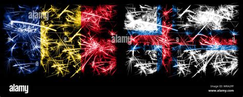 Romania, Romanian, Faroe Islands sparkling fireworks concept and idea ...