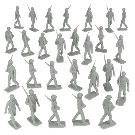 BMC Marx Plastic Army Men Marching US Soldiers - Gray 27pc Figures ...