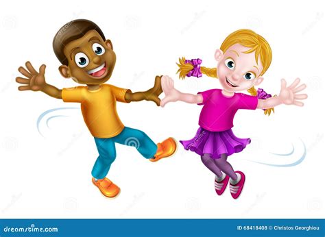 Two Kids Dancing Vector Illustration | CartoonDealer.com #68418408