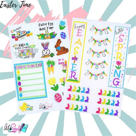 Happy Easter Sticker Pack Easter Stickers Easter Basket - Etsy