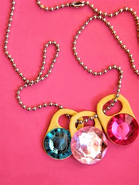 DIY Soda Tab Gemstone Necklace | Pop tab crafts, Soda tabs, Soda can crafts