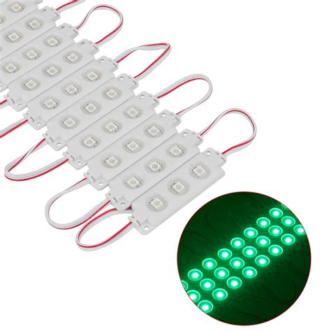 200pcs pack Colorful 3 LED Module for signage 120 degree GREEN strip 0.72W 12V DC LED injection ...