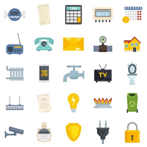 Premium Vector | Utilities icons set. Flat set of utilities vector ...