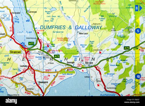 Road Map of Dumfries and Galloway, Scotland Stock Photo - Alamy