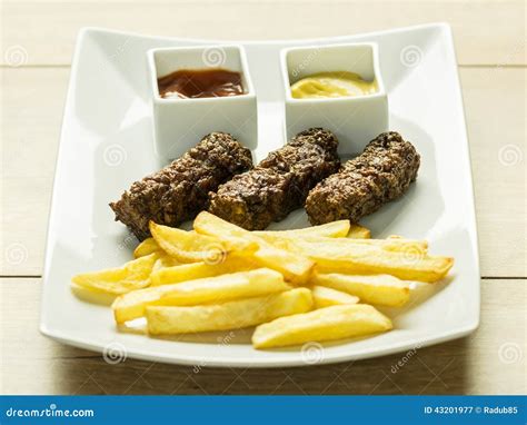 Traditional Romanian Mici stock image. Image of fries - 43201977