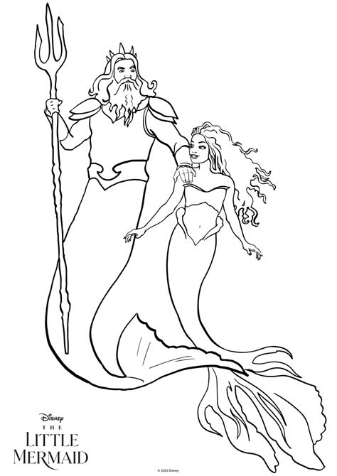 The Little Mermaid live action movie 2023 coloring pages with Ariel ...