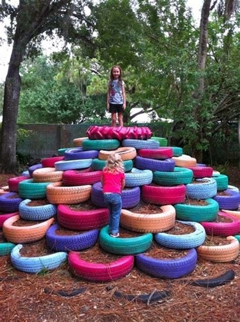 Used tires to make a playground | Gardening for kids, Outdoor kids ...