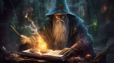 Wizard With Spells On His Book Background, Fantasy Wizard Picture ...