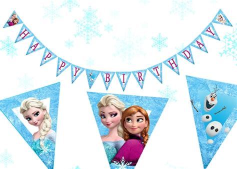 Frozen Birthday Banner Printable Frozen Happy Birthday | Etsy