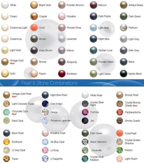 Swarovski Crystal Pearl Colour Chart Swarovski Stones, Swarovski Pearls, Crystal Pearls, Rose ...