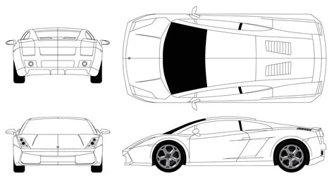 Lamborghini Gallardo 2006 Blueprint - Download free blueprint for 3D ...