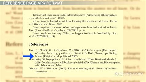 APA Citation | Format, Usage & Examples - Video & Lesson Transcript ...