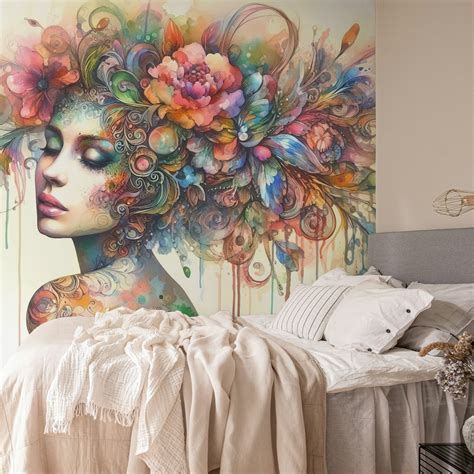 Watercolor Floral Woman #4 wallpaper | Happywall