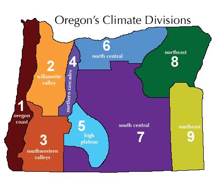 Map of Oregon's Climate Division