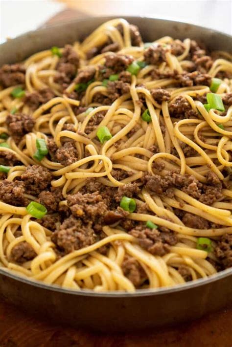 15 Minute Mongolian Noodles with Ground Beef - Shaken Together