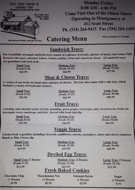 Menu of Scott Street Deli in Montgomery, AL 36104