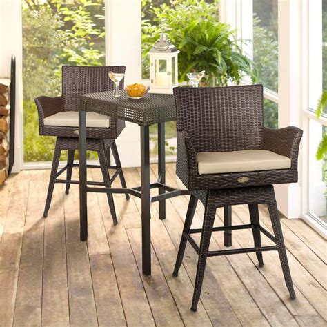 Barton Outdoor Patio Swivel Bar Stool Armrest with Footrest Rattan ...