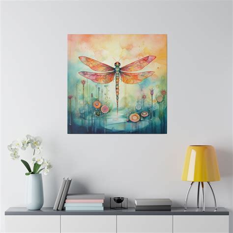 Watercolor Dragonfly Canvas Dragonfly Wall Art Large Dragonfly Office Art Canvas Dragonfly Cabin ...