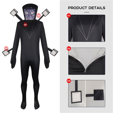 Skibidi Toilet Costume Titan TV Man Cosplay Outfit TV Man Jumpsuit Hel – Sun Baby