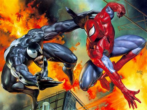 How To Draw Spiderman And Venom Fighting