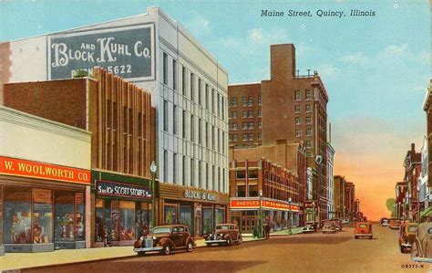 c1940 Main Street, Quincy, Illinois Postcard | Illinois, Quincy ...