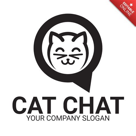 Cat Head Chat Logo Design Template | Free Design Template