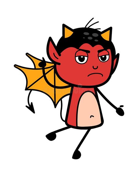 Angry Devil Cartoon with One Hand Raised Stock Illustration ...