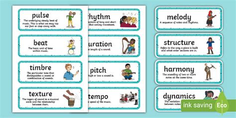 Music Class Musical Elements Display Cards - F-6 - Music