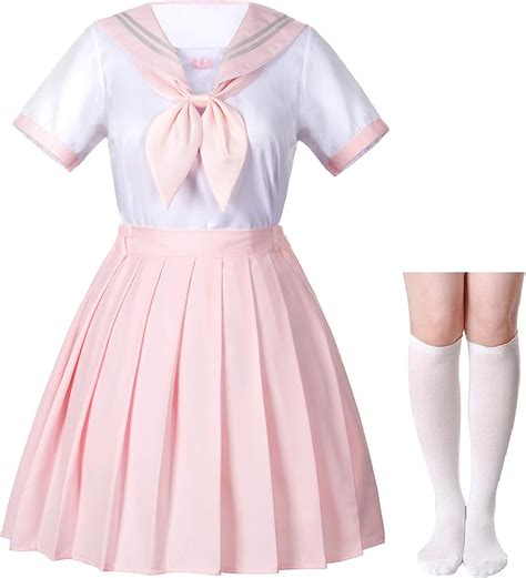 Buy Classic Japanese Anime School Girls Pink Sailor Dress Shirts Uniform Cosplay Costumes with ...